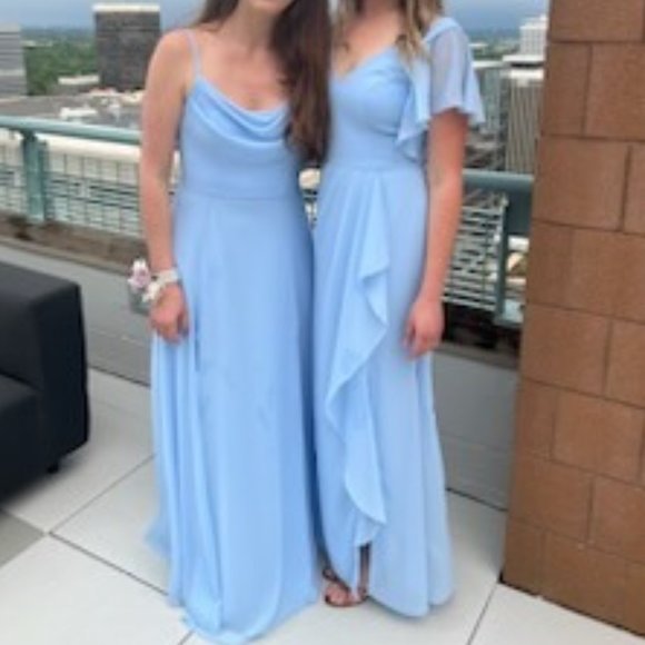 David's Bridal | Dresses | Davids Bridal Iceblue Chiffon Floorlength Bridesmaids  Dress Size 6 | Poshmark
